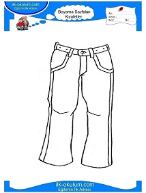 Çocuklar İçin Pantolon Boyama Sayfaları 
